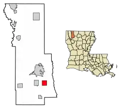 Location of Dubberly in Webster Parish, Louisiana.