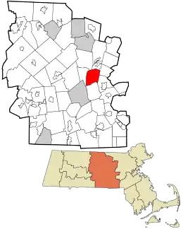 Location in Worcester County and the state of Massachusetts.